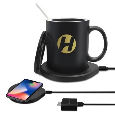 H9 Coffee Mug Warmer & 18W Fast Wireless Charger Black 