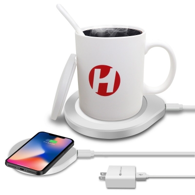 H9 Coffee Mug Warmer & 18W Fast Wireless Charger White 